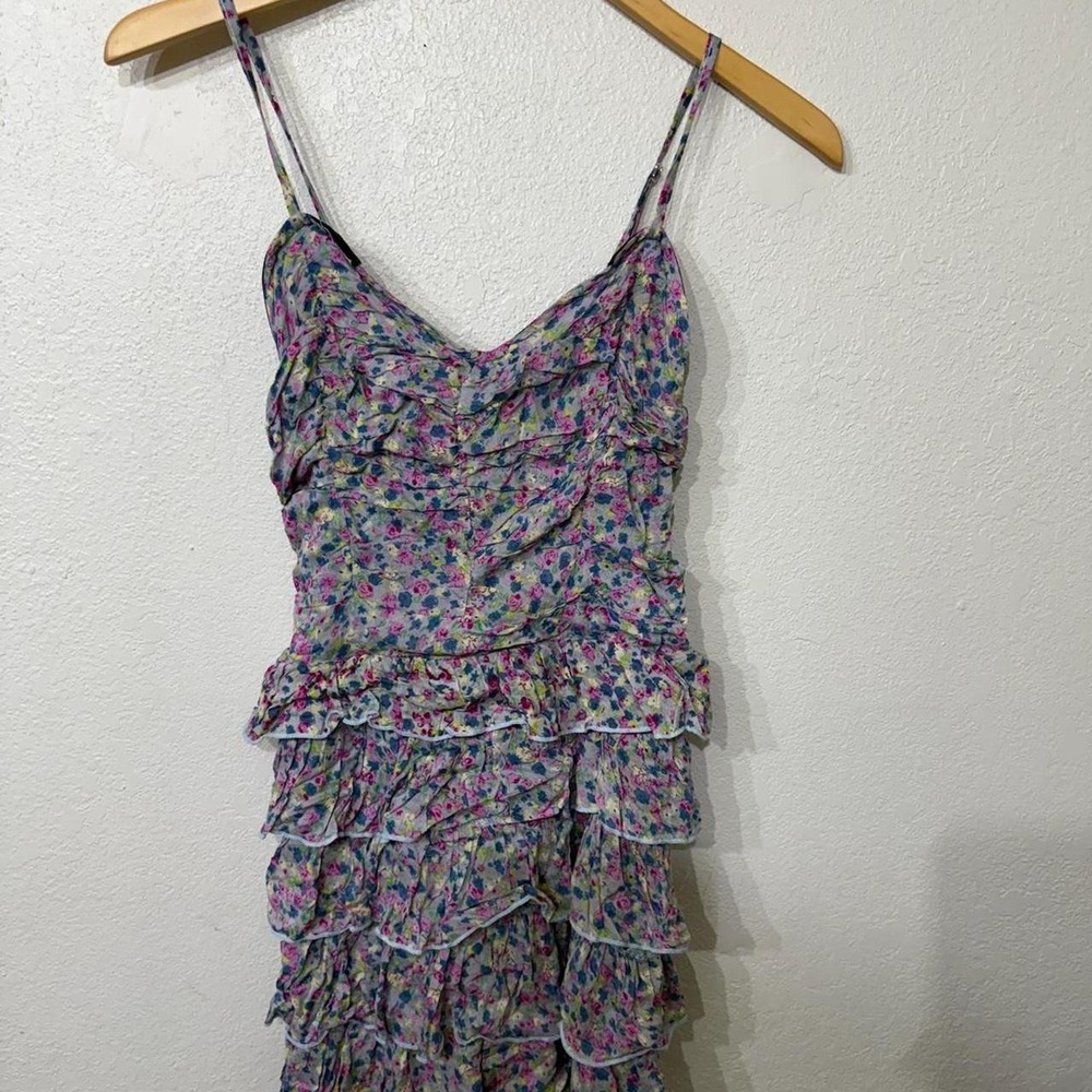 Mini purple floral ruffle dress new with tags